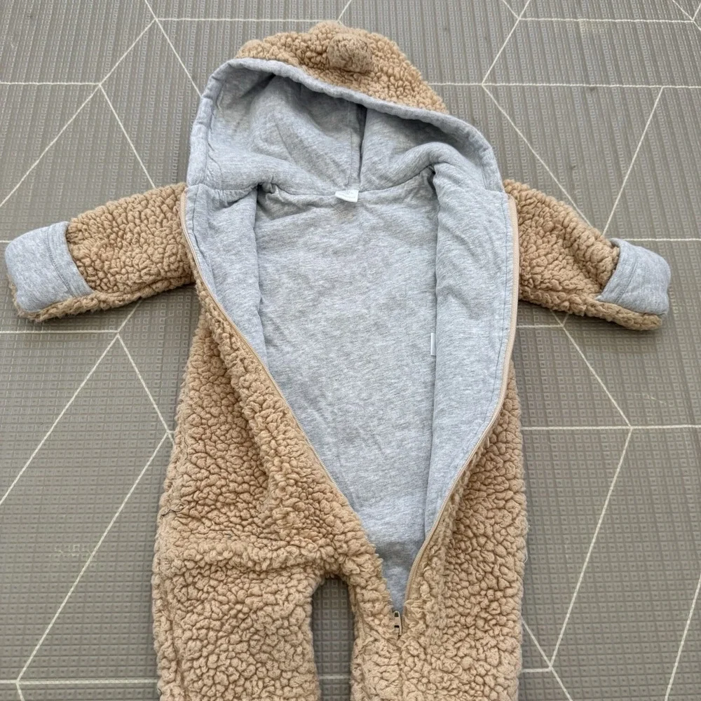 Nordstrom One Piece Fleece Teddy Bear 3 Months Tan Brown
